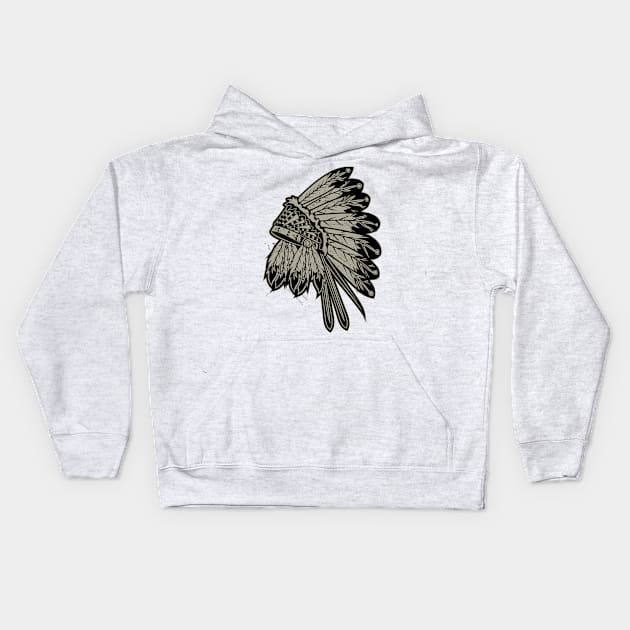 Native American War Bonnet Headdress Eagle Feather Hat Kids Hoodie by Havous